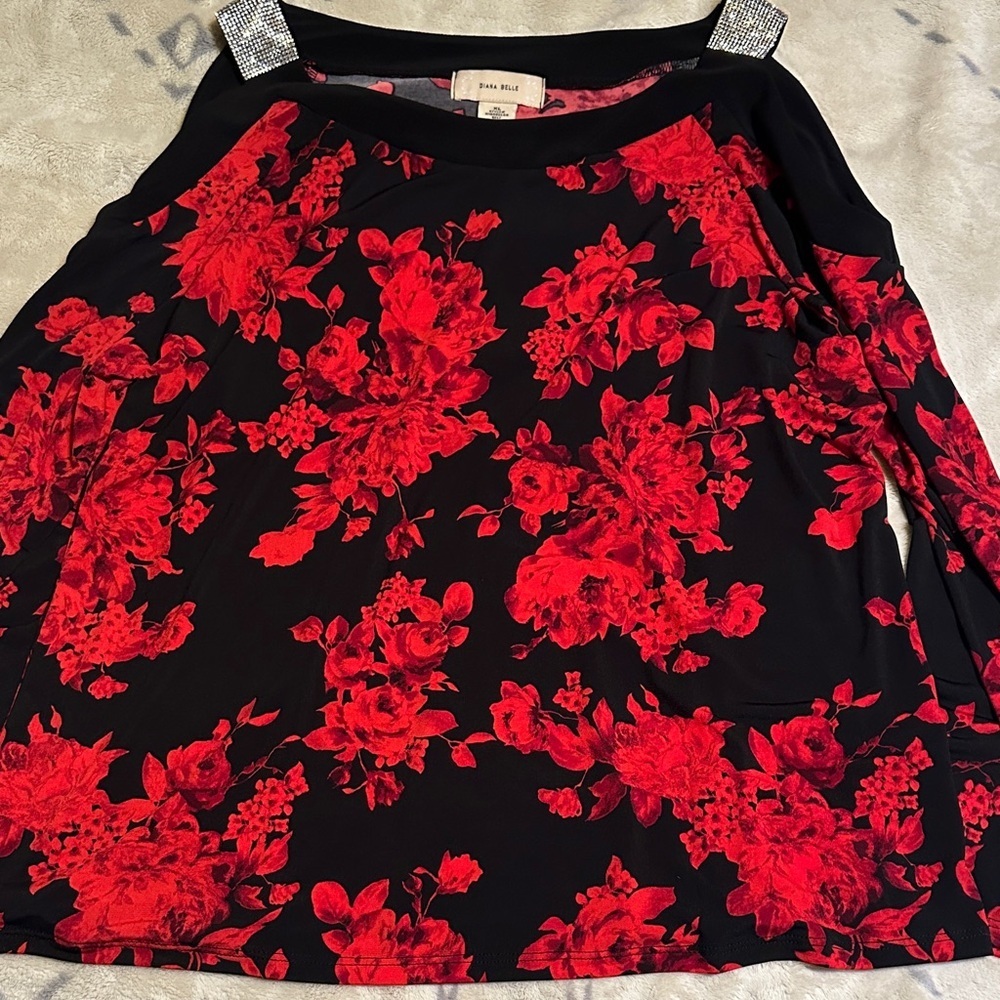 Elegant Red Floral Blouse